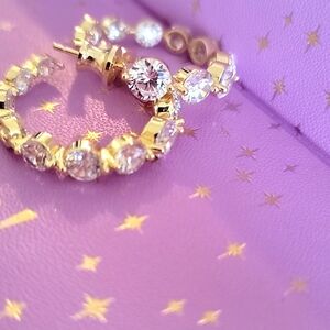 Melinda MARIA Elegant Gold and Silver Crystal EARINGS NWT